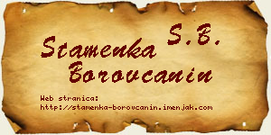 Stamenka Borovčanin vizit kartica